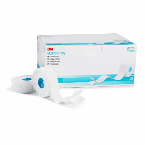 BX/12 MULTIPORE DRY SURGICAL TAPE (1/2"x5M) PIQUE HYPOALLERGENIC ELASTIC STRETCH NON-STERILE LATEX-FREE