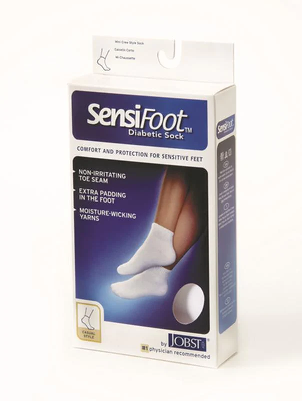 PR/1 JOBST SENSIFOOT DIABETIC SOCK, MINI CREW, 8-15 MMHG, XS, WHITE, CLOSED TOE - Image 3