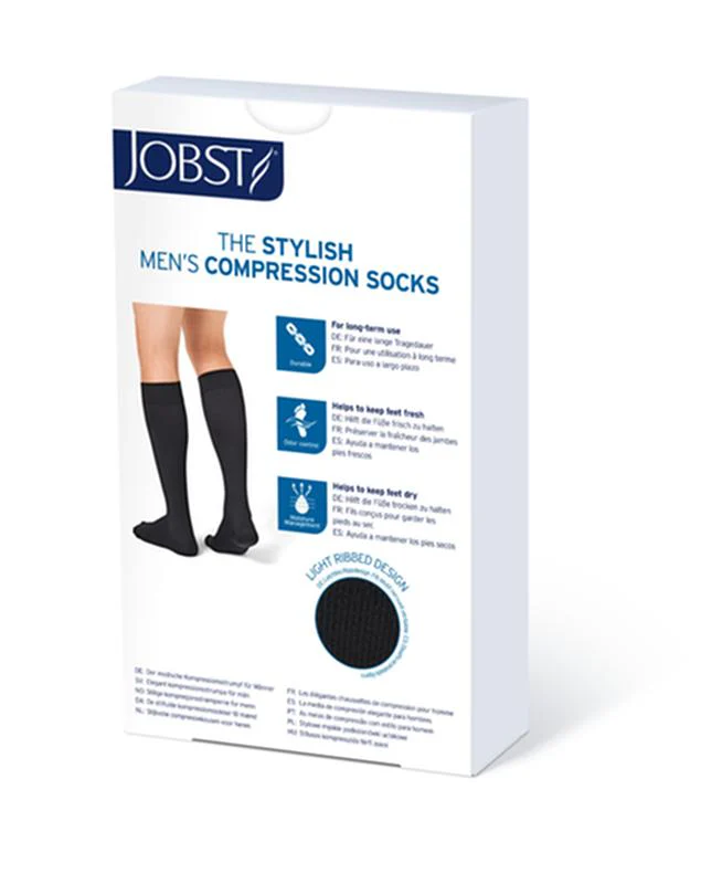 PR/1 JOBST MEDICAL LEG WEAR, MEN, KNEE HIGH, RIBBED, 20-30MMHG, LG, FULL CALF, BLACK, CLOSED TOE - Image 2