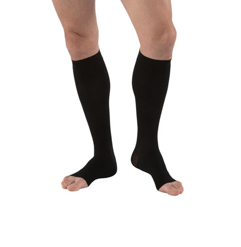 PR/1 JOBST MEDICAL LEG WEAR, MEN, KNEE HIGH, RIBBED, 30-40MMHG, LG, FULL CALF, BLACK, OPEN TOE