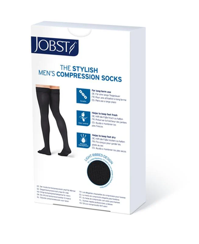 PR/1 JOBST MEDICAL LEG WEAR, MEN, RIBBED, THIGH HIGH W/SIL DOT BAND, 20-30MMHG, XL, KHAKI, CLOSED TOE - Image 3