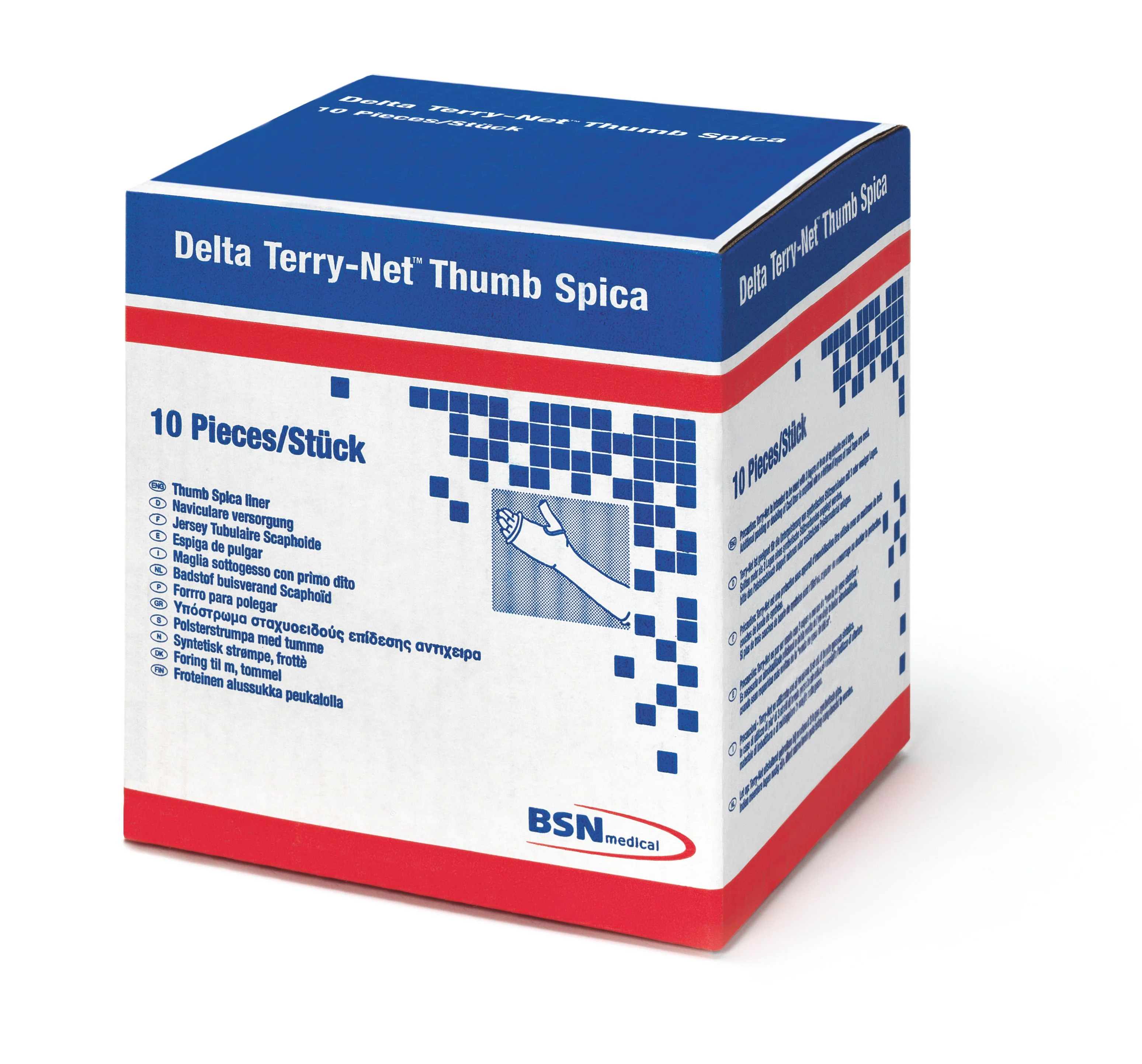 BX/10 DELTA TERRY-NET S THUMB SPICA PRECUT TERRY CLOTH STOCKINETTE 7.5CM X 41CM, SHORT