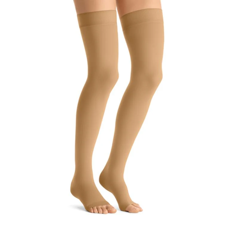 PR/1 JOBST OPAQUE WOMEN, THIGH HIGH W/SIL DOT BAND, 15-20MMHG, SM, HONEY, OPEN TOE