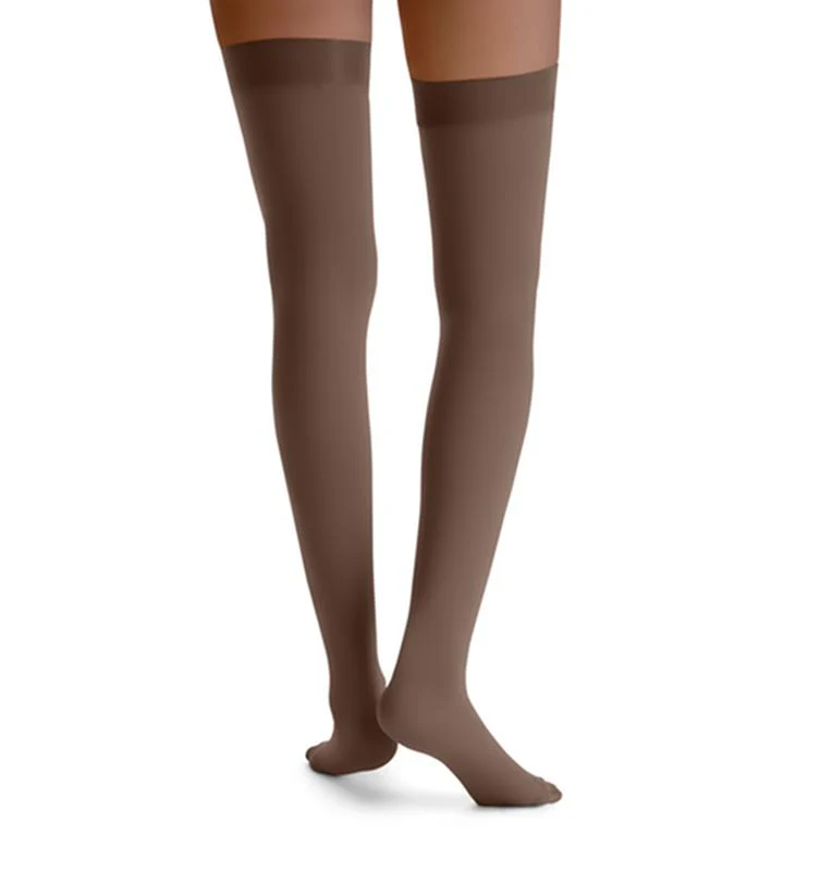PR/1 JOBST OPAQUE WOMEN, THIGH HIGH W/SIL DOT BAND, 20-30MMHG, MD, ESPRESSO, CLOSED TOE - Image 2