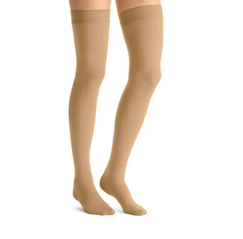 PR/1 JOBST OPAQUE WOMEN, THIGH HIGH W/SIL DOT BAND, 20-30MMHG, LG, HONEY, CLOSED TOE