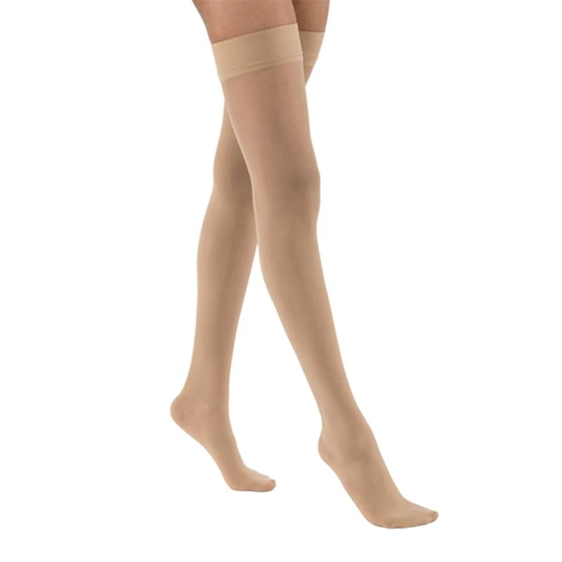 PR/1 JOBST ULTRASHEER WOMEN, THIGH HIGH W/SIL DOT BAND, 15-20MMHG, LG, NATURAL, CLOSED TOE