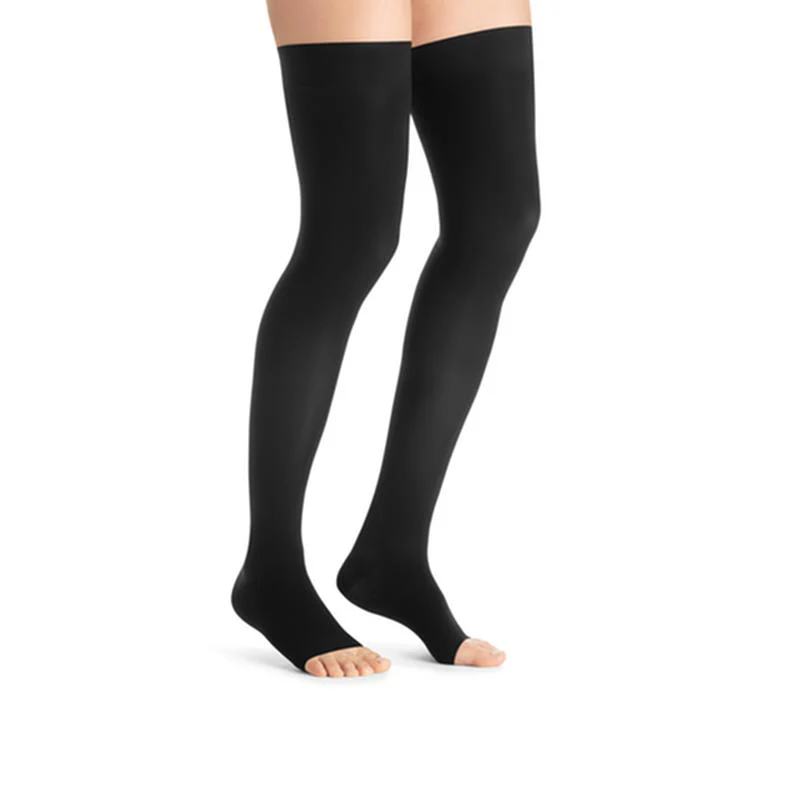 PR/1 JOBST ULTRASHEER WOMEN, THIGH HIGH W/SIL DOT BAND, 15-20MMHG, LG, CLASSIC BLACK, OPEN TOE - Image 2