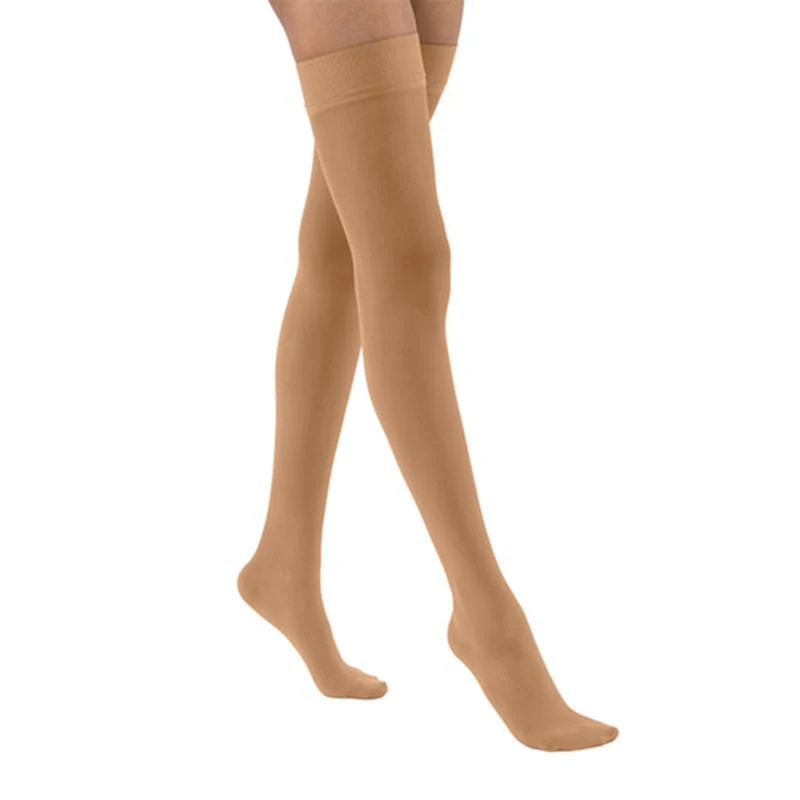 PR/1 JOBST ULTRASHEER WOMEN, THIGH HIGH W/SIL DOT BAND, 20-30MMHG, MD, SUN BRONZE, CLOSED TOE
