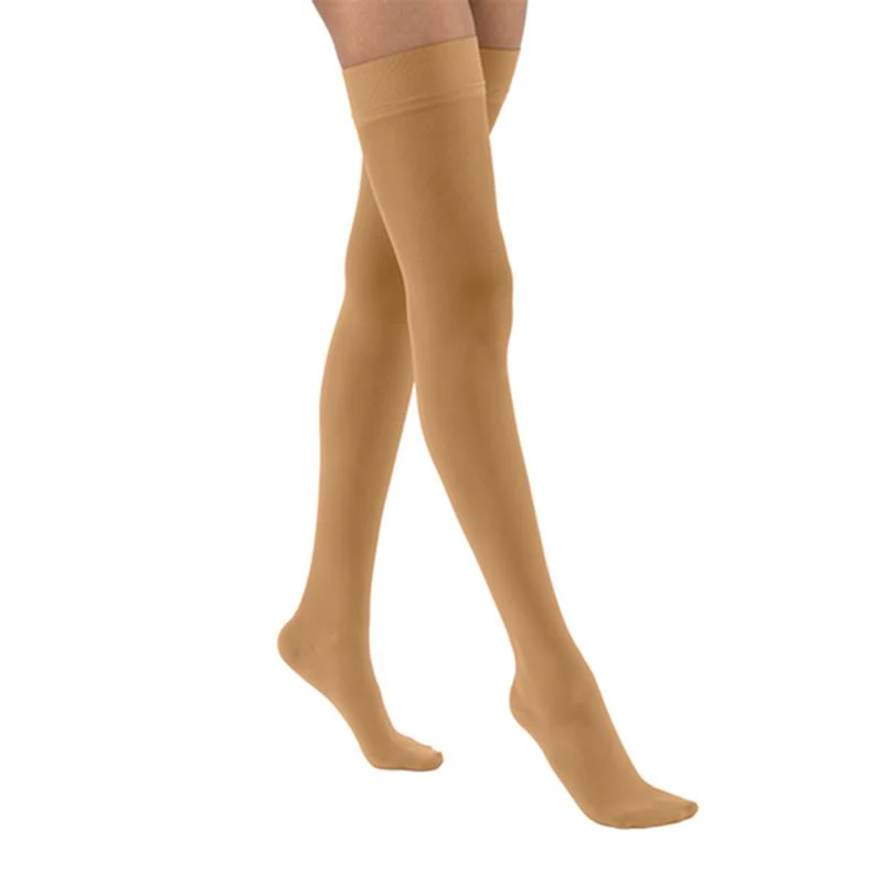 PR/1 JOBST ULTRASHEER WOMEN, THIGH HIGH W/SIL DOT BAND, 20-30MMHG, LG, SUNTAN, CLOSED TOE