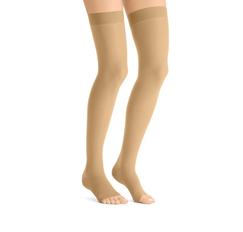 PR/1 JOBST ULTRASHEER WOMEN, THIGH HIGH W/SIL DOT BAND, 20-30MMHG, LG, HONEY, OPEN TOE - Image 2