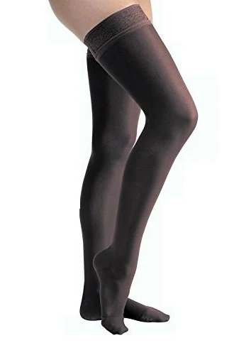 PR/1 JOBST ULTRASHEER WOMEN, THIGH HIGH PETITE W/SIL LACE BAND, 30-40MMHG, SM, BLACK, CLOSED TOE