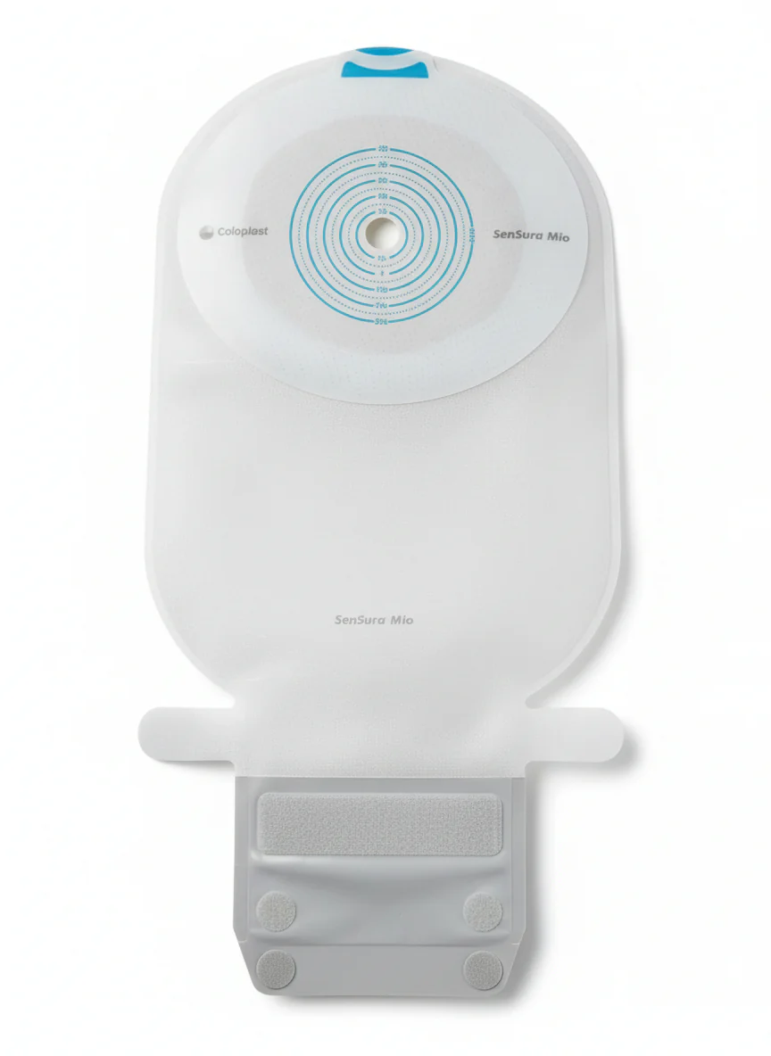 SenSura® Mio One-Piece Drainable Pouch with Easiclose WIDE-Outlet, Opaque with inspection window 11" (28cm), Non-convex, Stoma Opening 3/8" - 2-1/8" (10mm - 55mm) - Box of 10