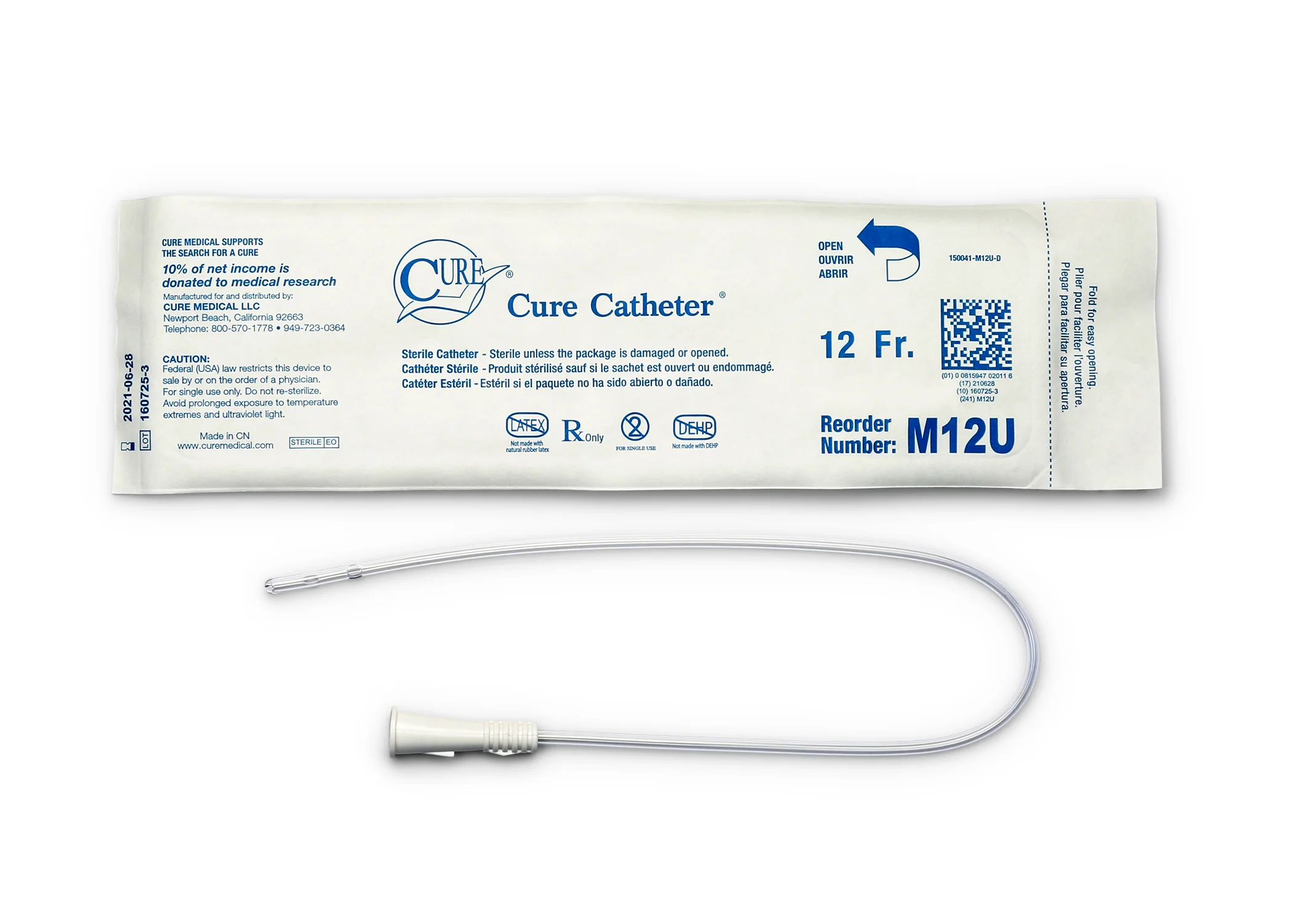 Cure Catheter™ Pocket Uncoated Intermittent Urinary Catheter for Males - Box of 30 - Image 3
