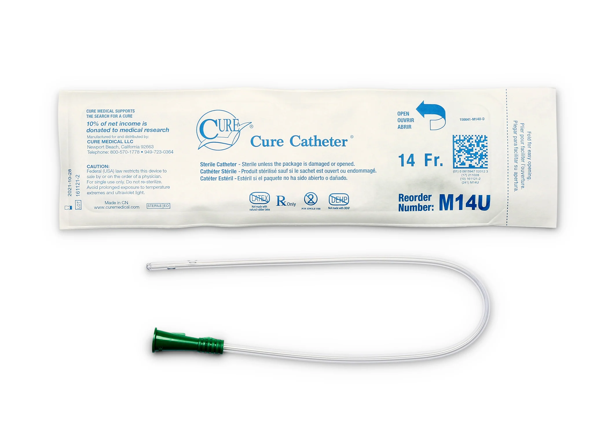 Cure Catheter™ Pocket Uncoated Intermittent Urinary Catheter for Males - Box of 30 - Image 4