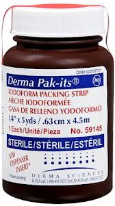 (CS12) EA/1 PAK-ITS IODOFORM PACKING GAUZE, SIZE 1/4IN X 5Y