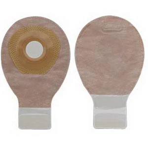 Premier One-Piece Drainable Pouch, Pre-Cut Stoma Opening 1" (25mm), Beige 7" (18cm),  Lock 'n Roll Closure - Box of 10