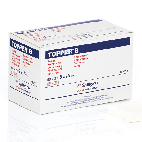 (CS24) BX/120 TOPPER® 8 SWABS (4 PLY, STERILE) 5CM X 5CM