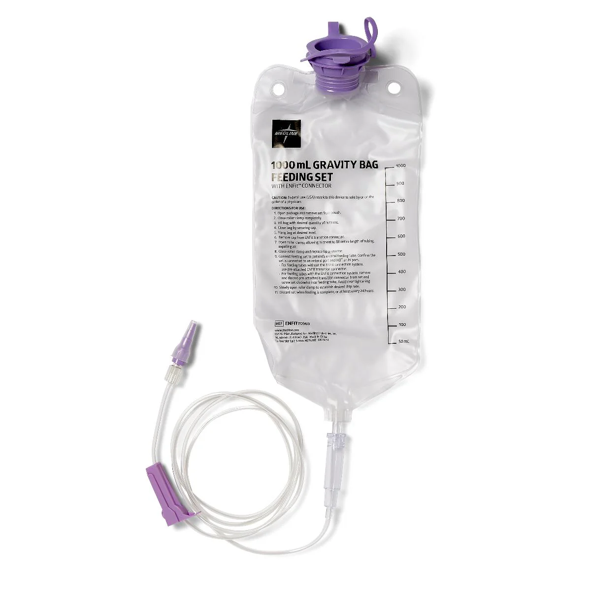 CS/30 ENTRAFLO GRAVITY ADMIN FEEDING SET W/ 1000ML BAG & ATTACHED ENFIT TRANSITIONAL TUBE CONNECTOR