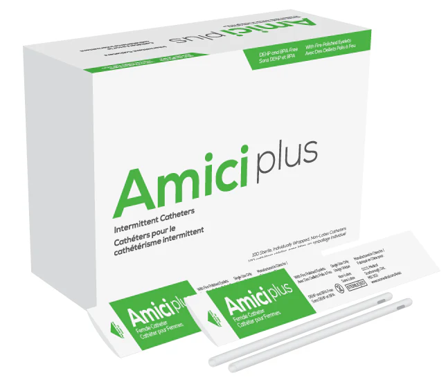 BX/100 AMICI PLUS FEMALE INTERMITTENT CATHETERS, SIZE 14FR 6IN