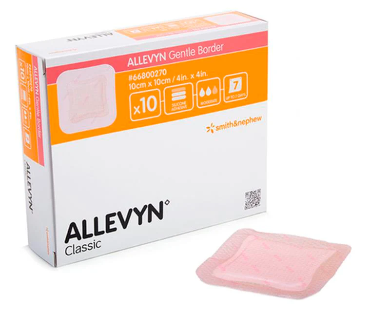 BX/10 ALLEVYN GENTLE BORDER DRESSING, SIZE 7.5CM X 7.5CM