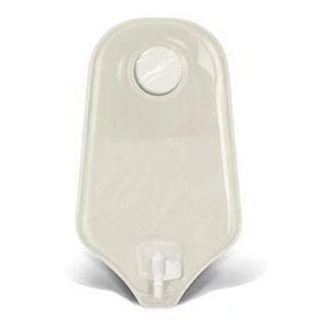 Natura® Two-Piece Urostomy Pouch, Flange 2-1/4" (57mm), Transparent 10" (25.4cm), Accuseal® Tap - Box of 10